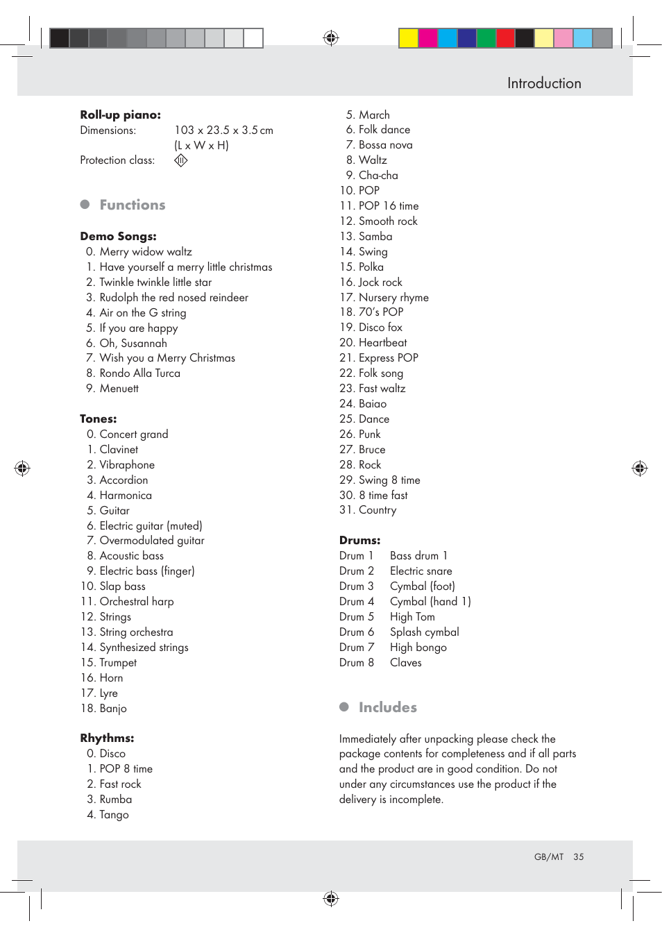Introduction, Functions, Includes | Silvercrest Z30258-BS User Manual | Page 35 / 55