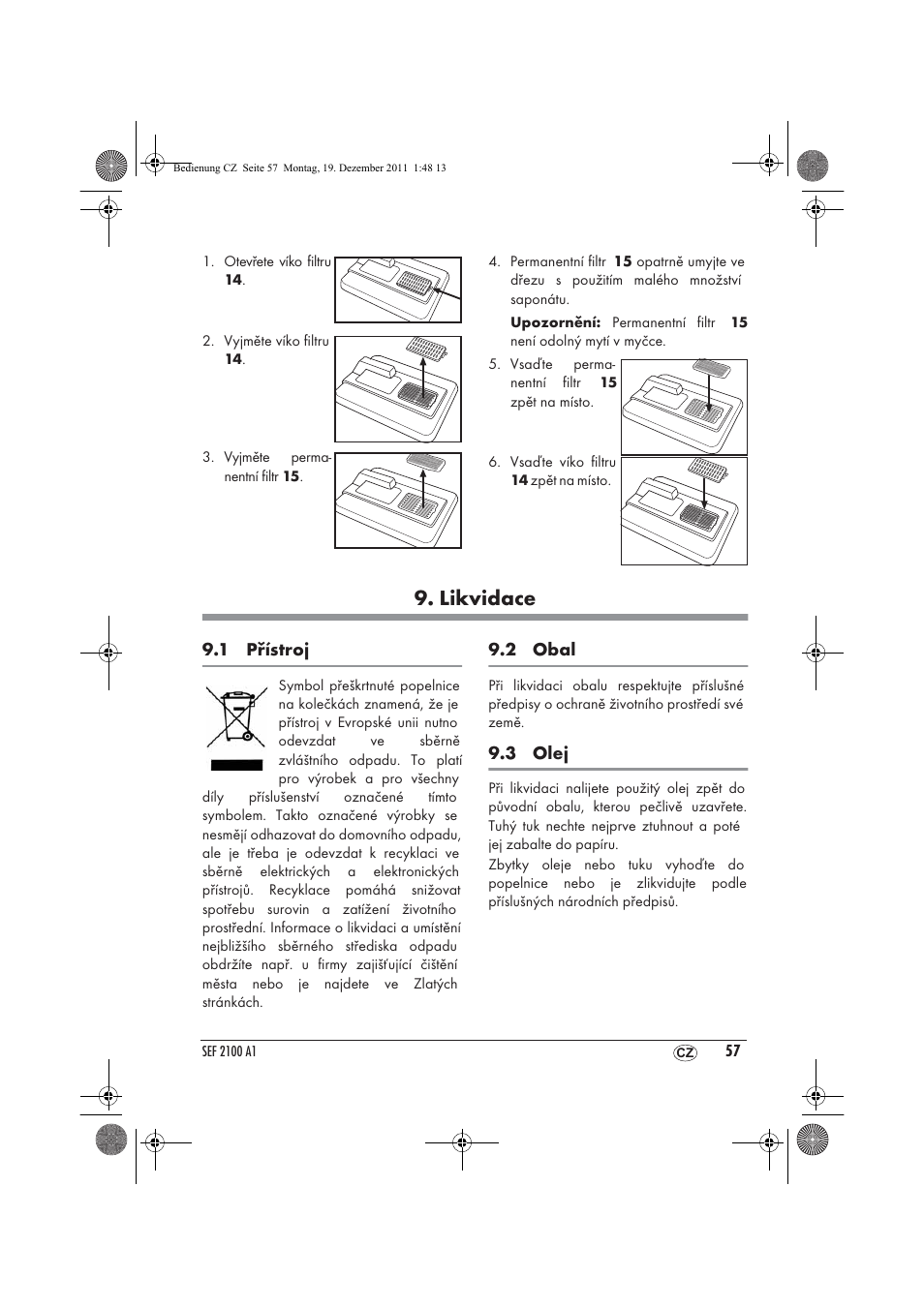 Likvidace | Silvercrest SEF 2100 A1 User Manual | Page 59 / 86