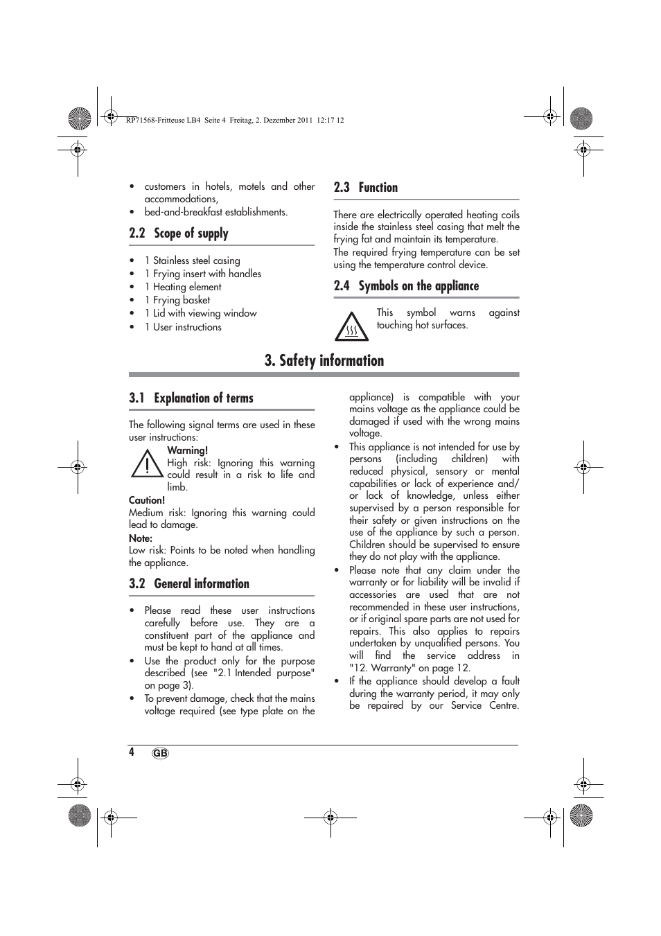 Safety information, 2 scope of supply, 3 function | 4 symbols on the appliance, 1 explanation of terms, 2 general information | Silvercrest SEF 2100 A1 User Manual | Page 6 / 86