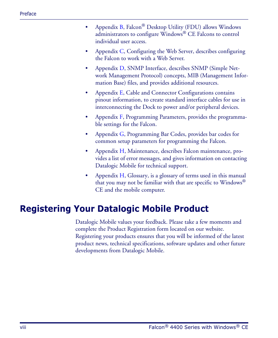 Registering your datalogic mobile product | Datalogic Scanning 4420 User Manual | Page 10 / 240