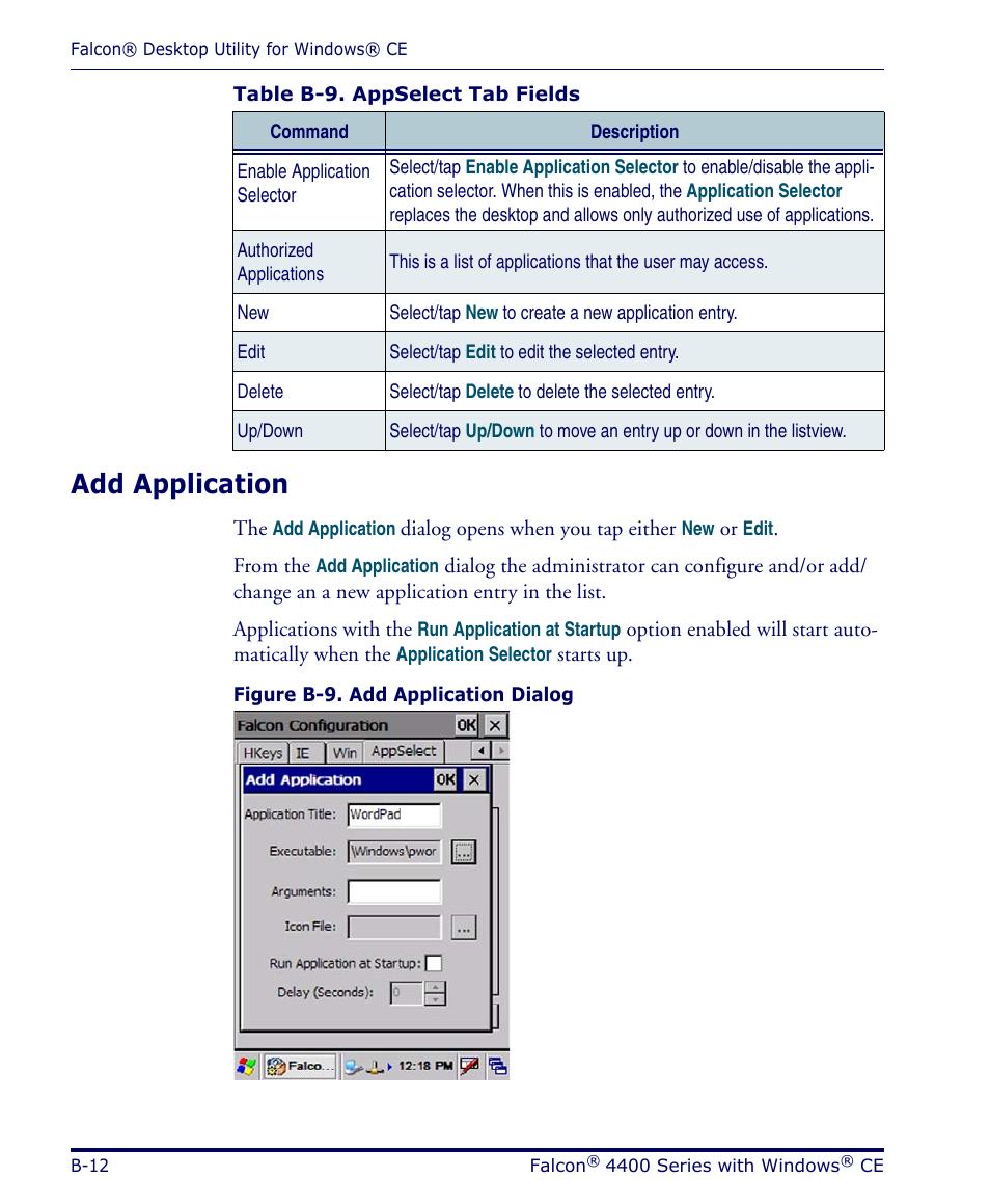 Add application, B-12 | Datalogic Scanning 4420 User Manual | Page 112 / 240