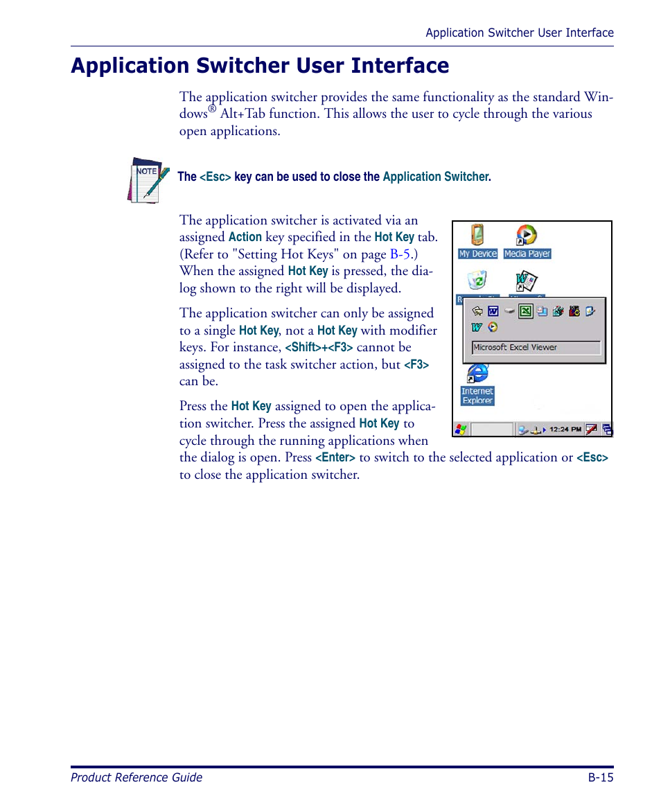 Application switcher user interface | Datalogic Scanning 4420 User Manual | Page 115 / 240