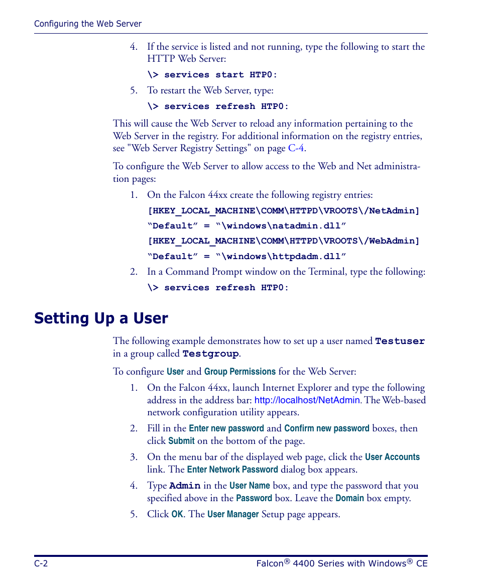 Setting up a user | Datalogic Scanning 4420 User Manual | Page 118 / 240