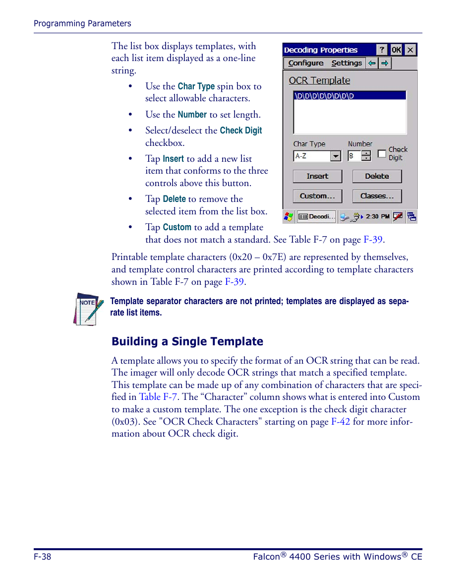 Building a single template | Datalogic Scanning 4420 User Manual | Page 164 / 240