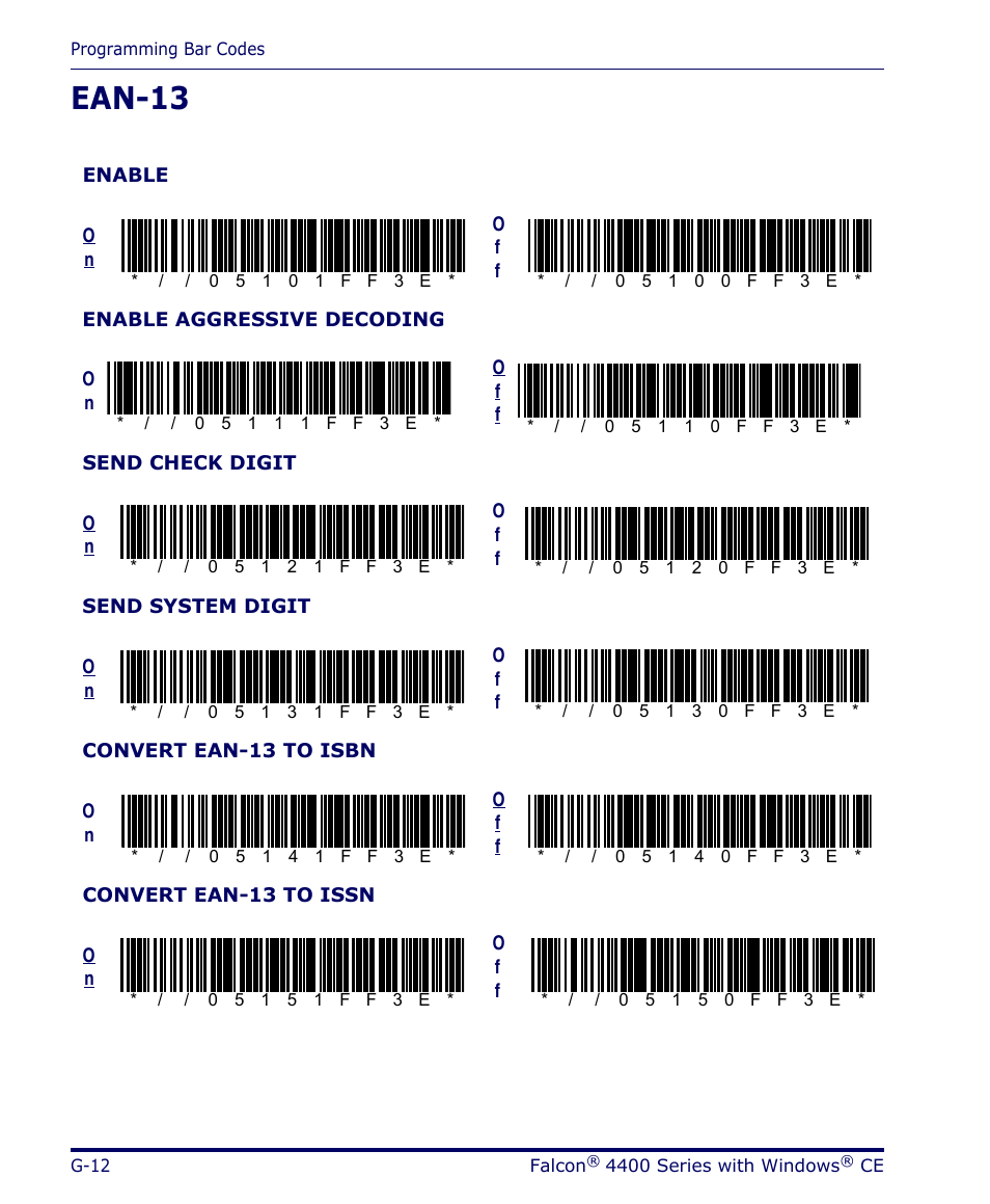 Ean-13, G-12 | Datalogic Scanning 4420 User Manual | Page 184 / 240