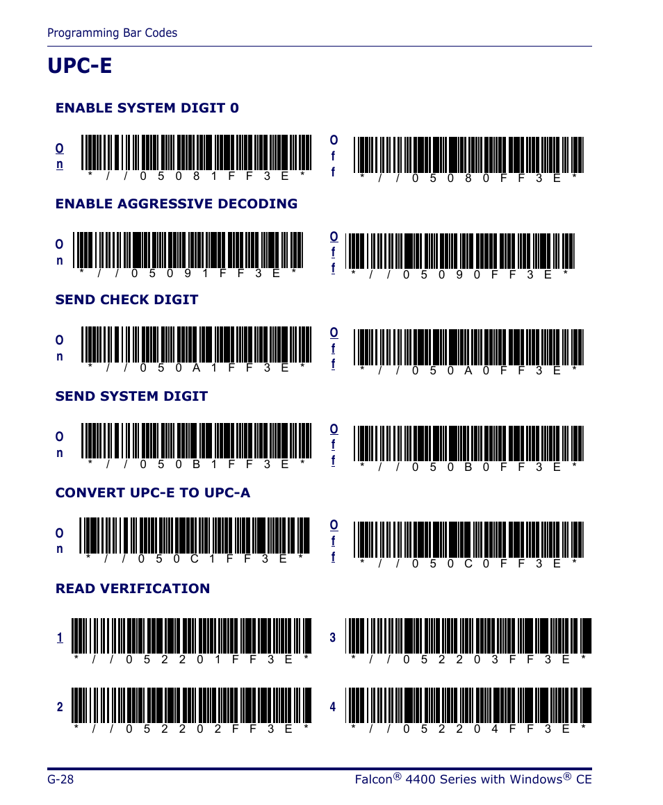 Upc-e, G-28 | Datalogic Scanning 4420 User Manual | Page 200 / 240