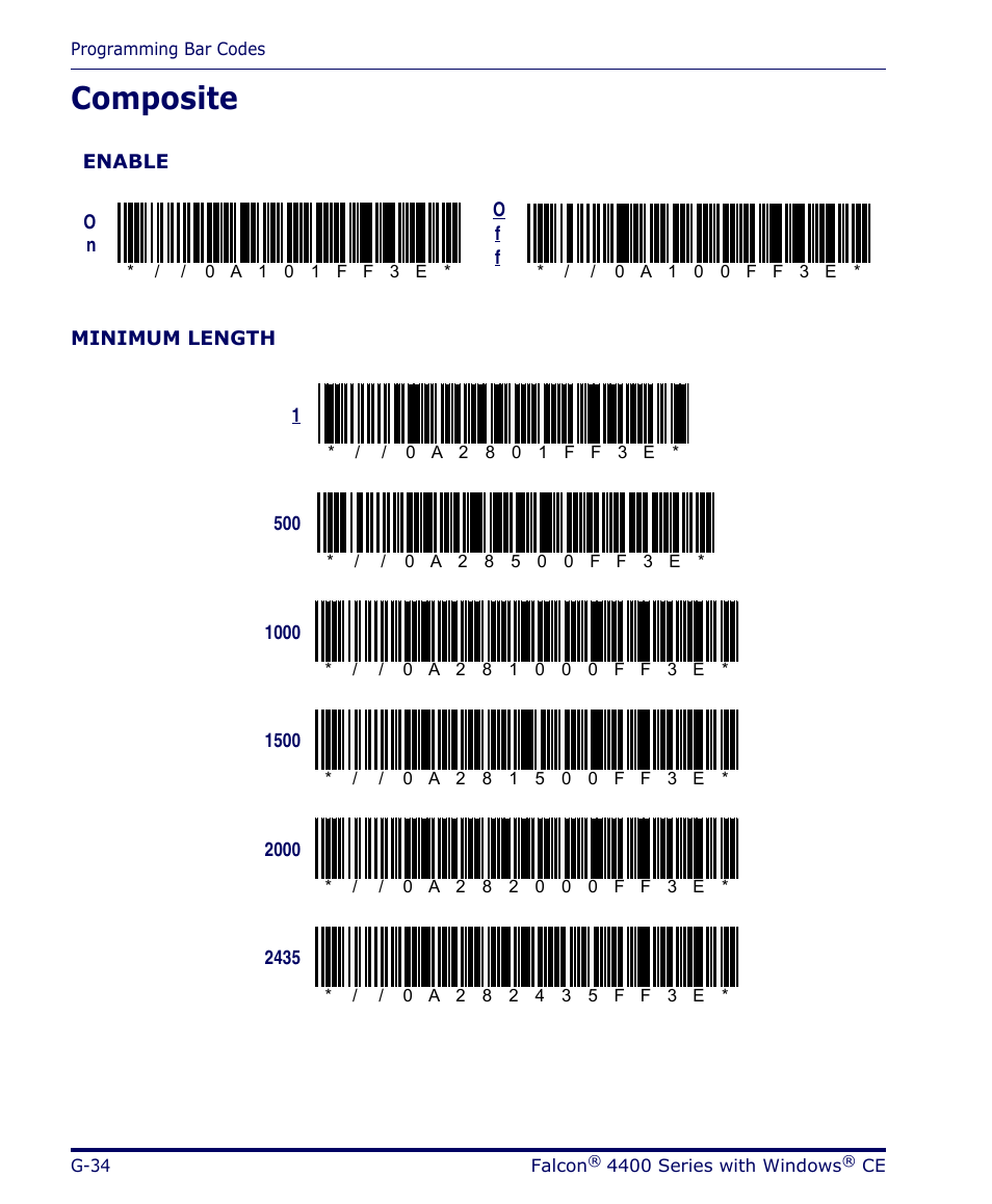 Composite, G-34 | Datalogic Scanning 4420 User Manual | Page 206 / 240