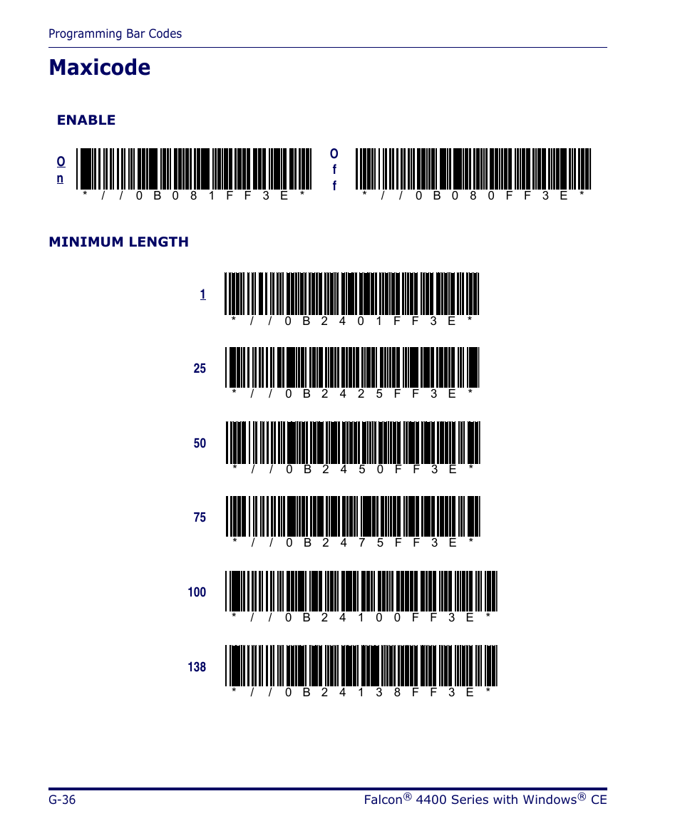 Maxicode, G-36 | Datalogic Scanning 4420 User Manual | Page 208 / 240