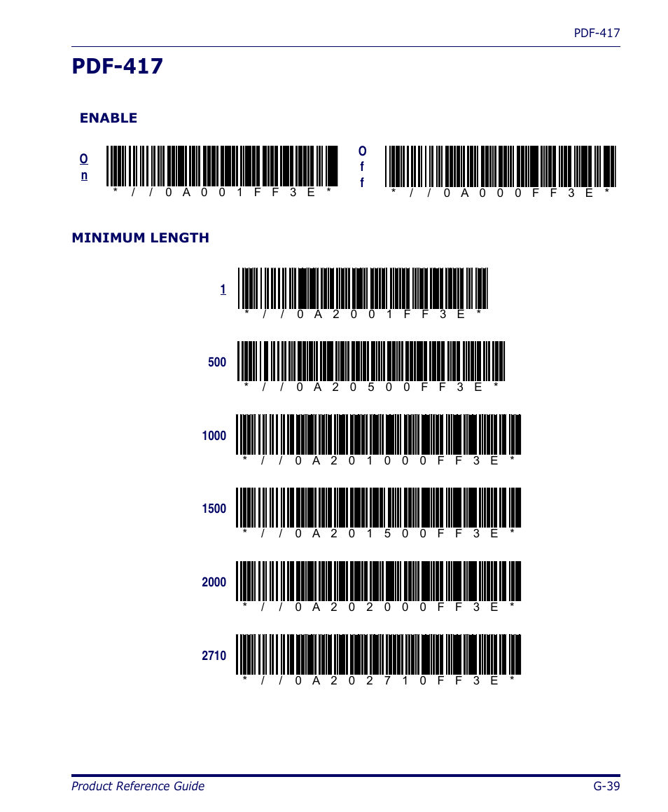 Pdf-417, G-39 | Datalogic Scanning 4420 User Manual | Page 211 / 240