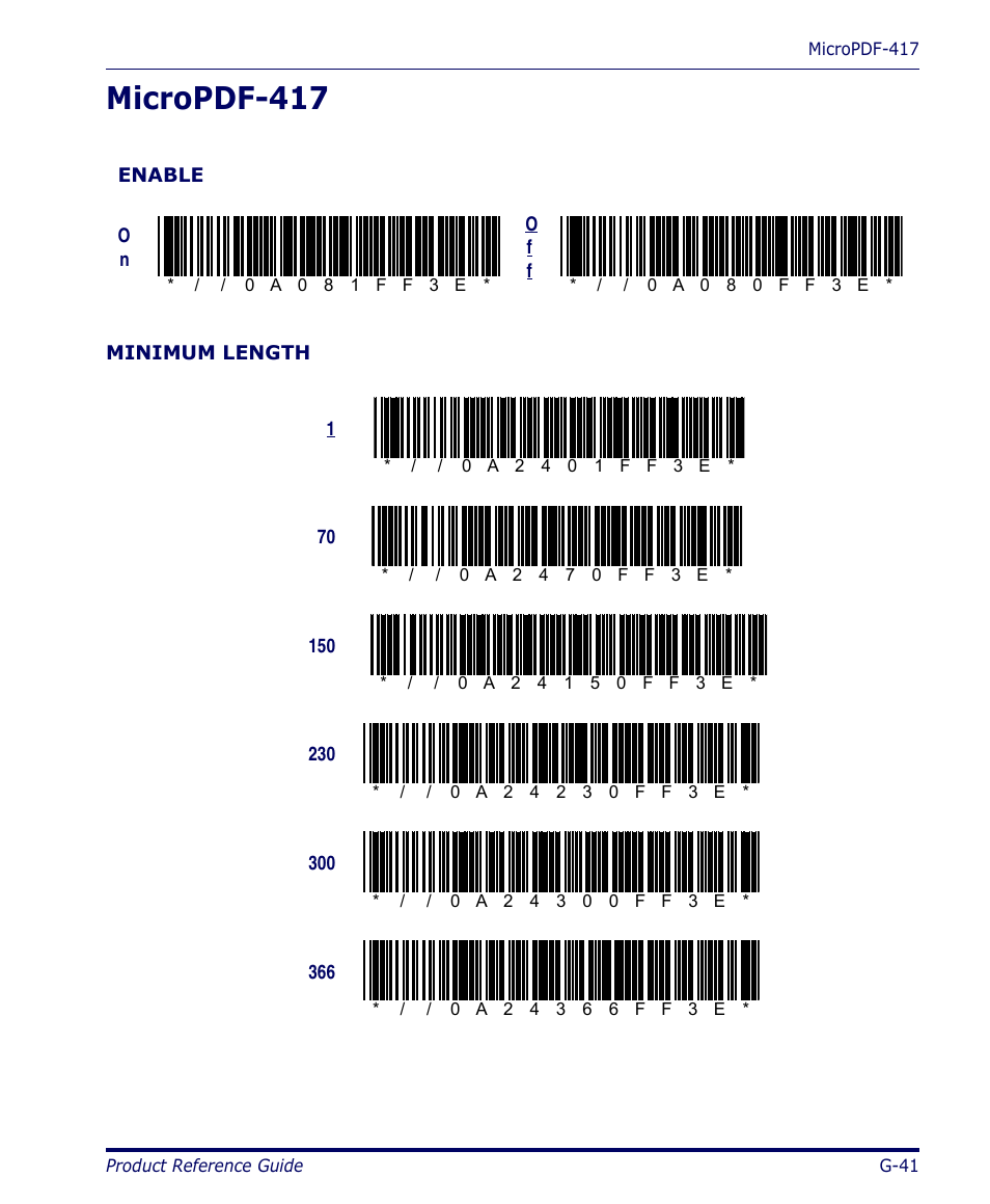 Micropdf-417, G-41 | Datalogic Scanning 4420 User Manual | Page 213 / 240