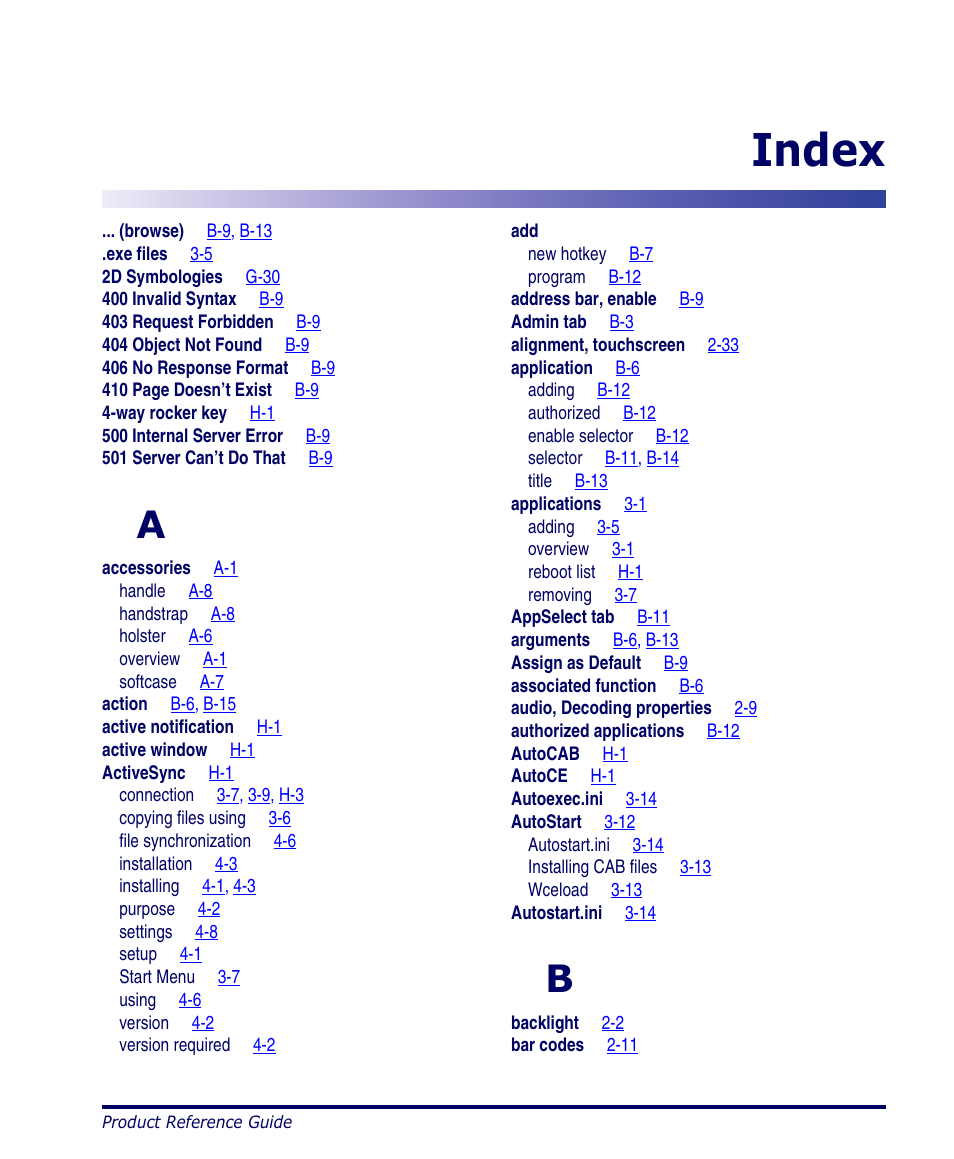 Index | Datalogic Scanning 4420 User Manual | Page 229 / 240