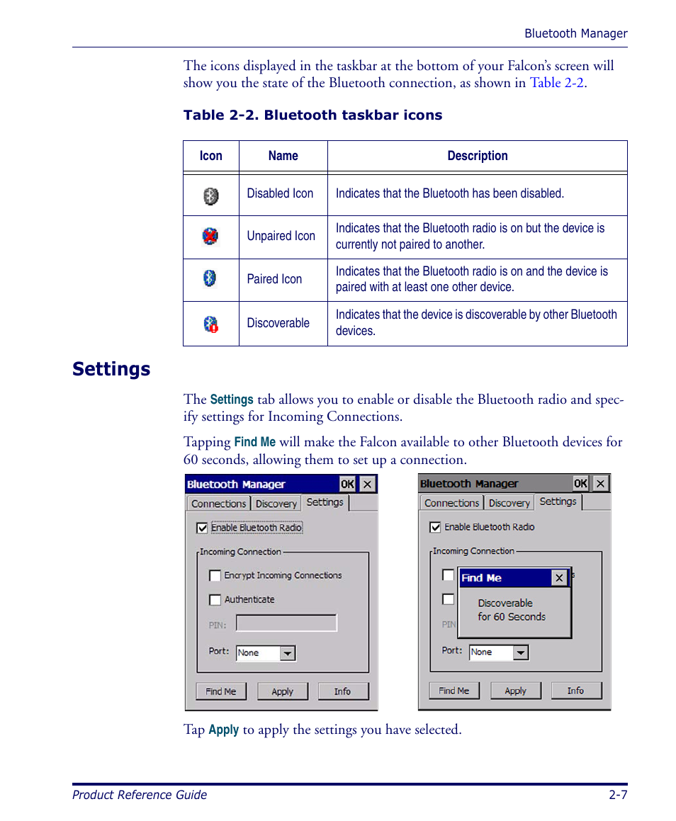 Settings, Settings -7 | Datalogic Scanning 4420 User Manual | Page 23 / 240