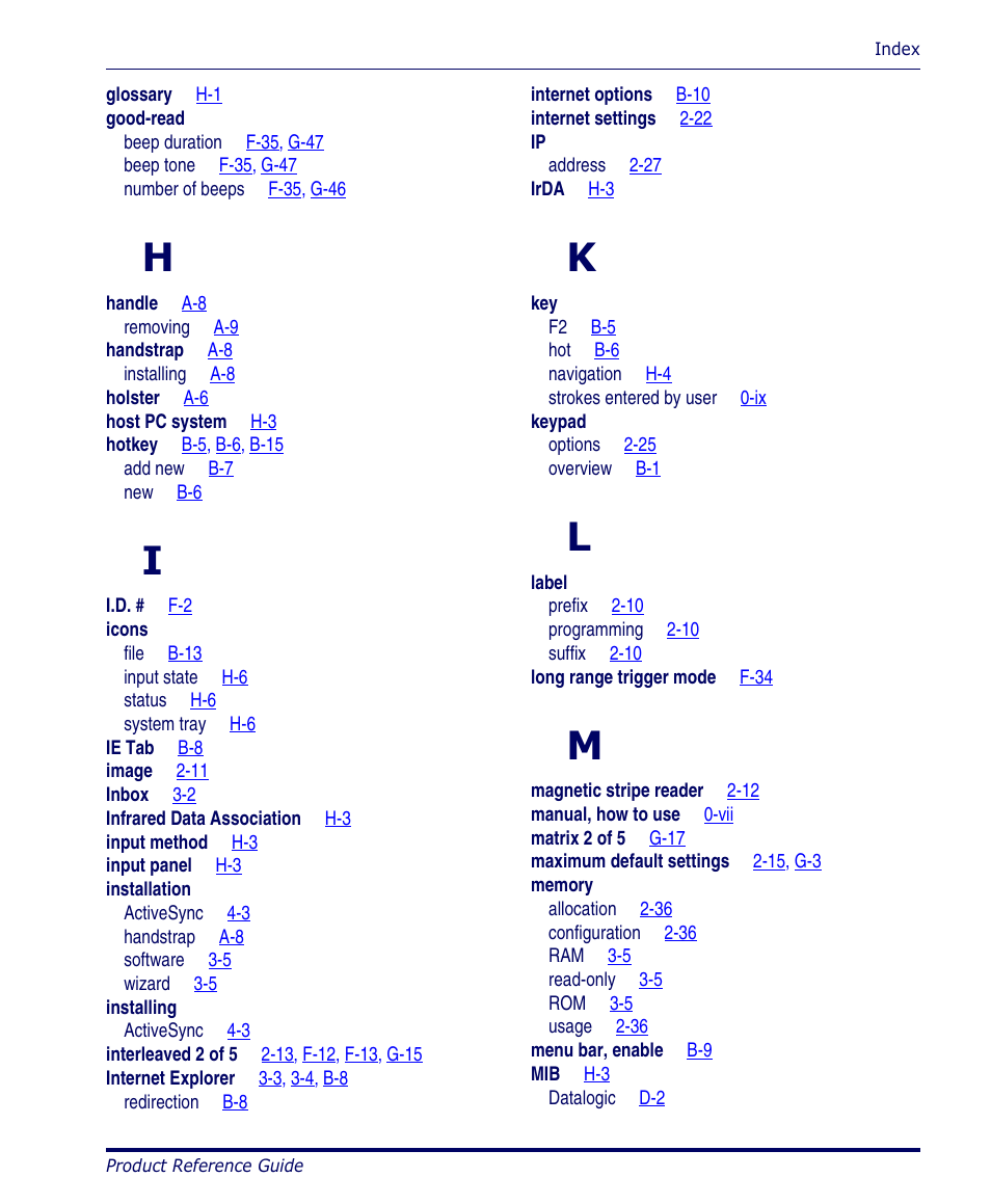 Datalogic Scanning 4420 User Manual | Page 233 / 240