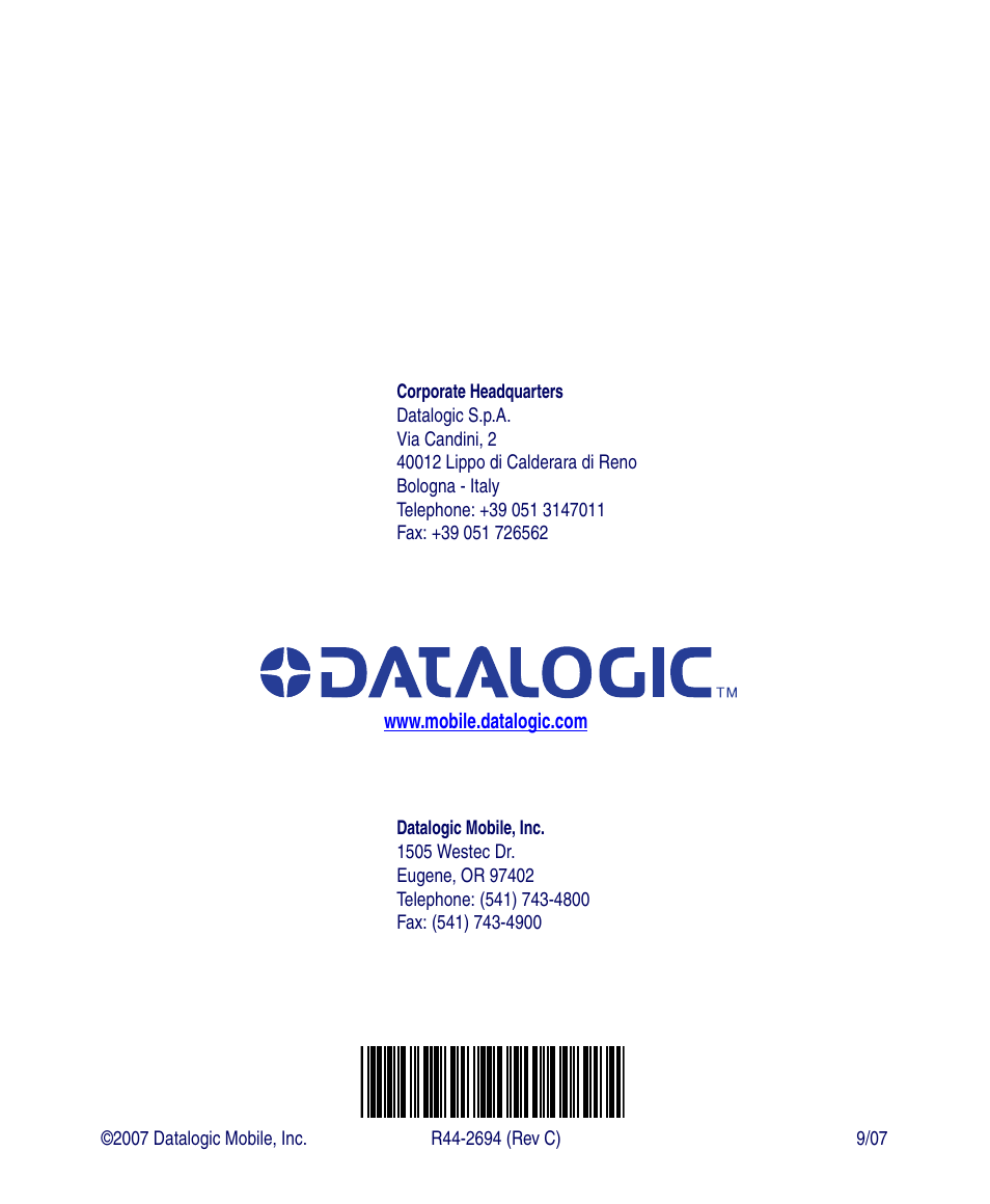 Datalogic Scanning 4420 User Manual | Page 240 / 240