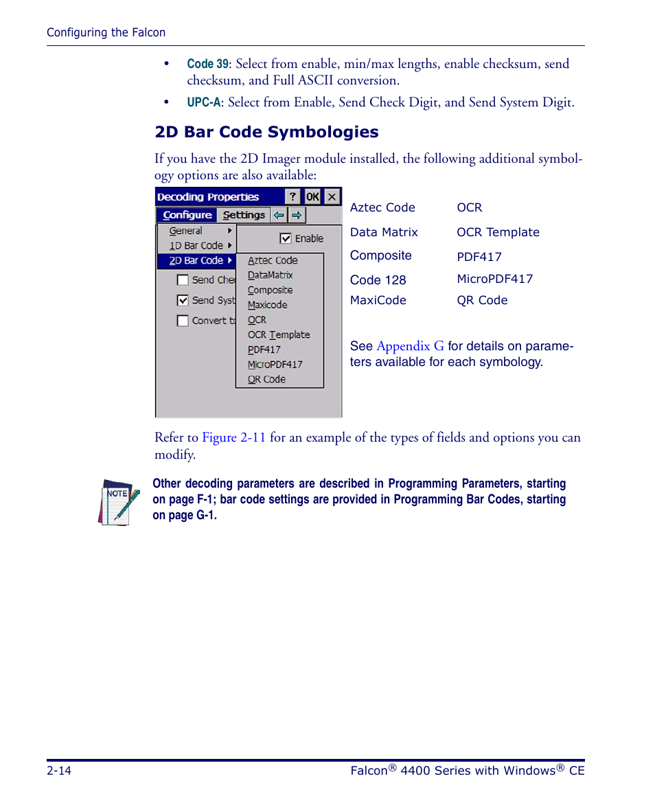 2d bar code symbologies | Datalogic Scanning 4420 User Manual | Page 30 / 240
