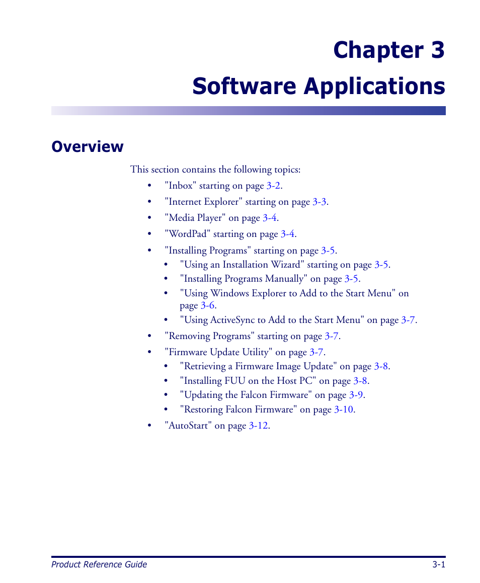 Software applications, Overview, Chapter 3. software applications -1 | Overview -1, Chapter, Software applications, co, Chapter 3 software applications | Datalogic Scanning 4420 User Manual | Page 61 / 240