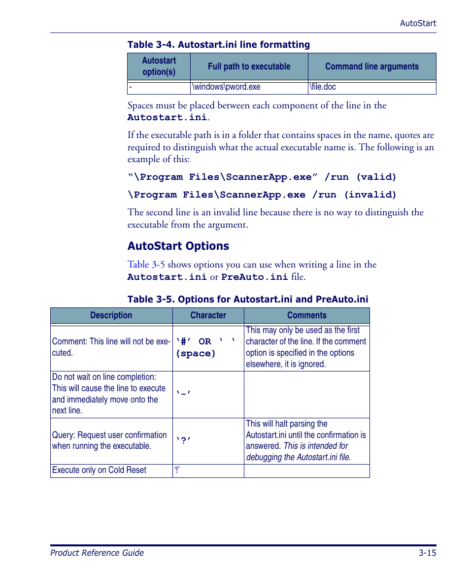 Autostart options | Datalogic Scanning 4420 User Manual | Page 75 / 240