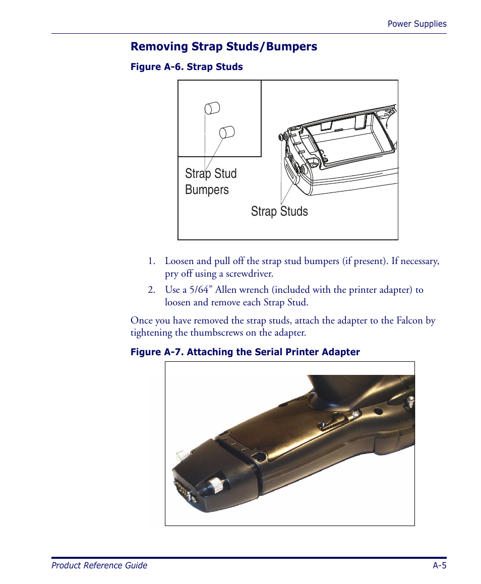 Removing strap studs/bumpers, Strap studs strap stud bumpers | Datalogic Scanning 4420 User Manual | Page 93 / 240