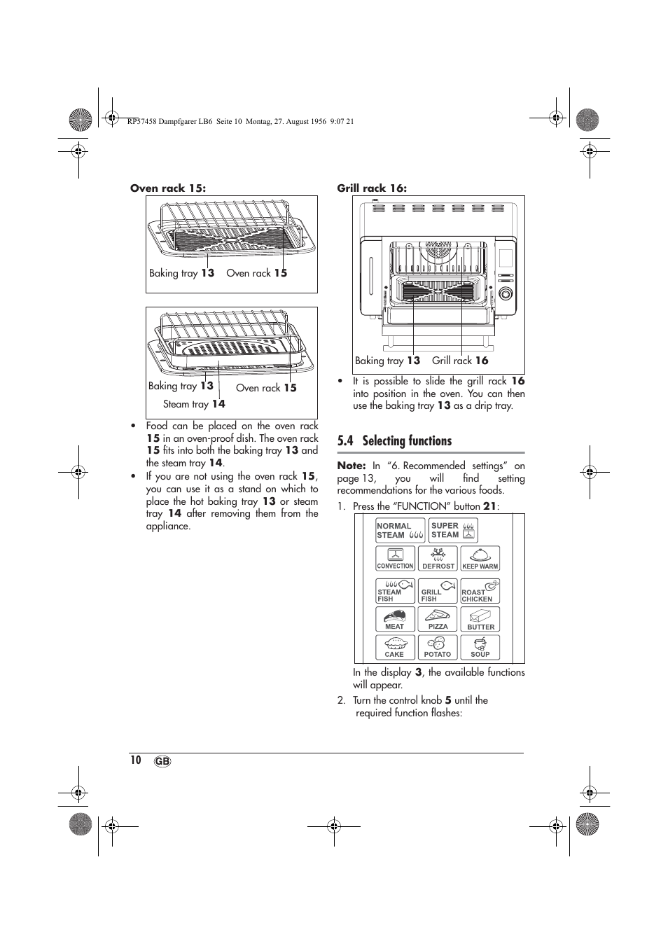 4 selecting functions | Silvercrest SDBO 1850 A1 User Manual | Page 12 / 30