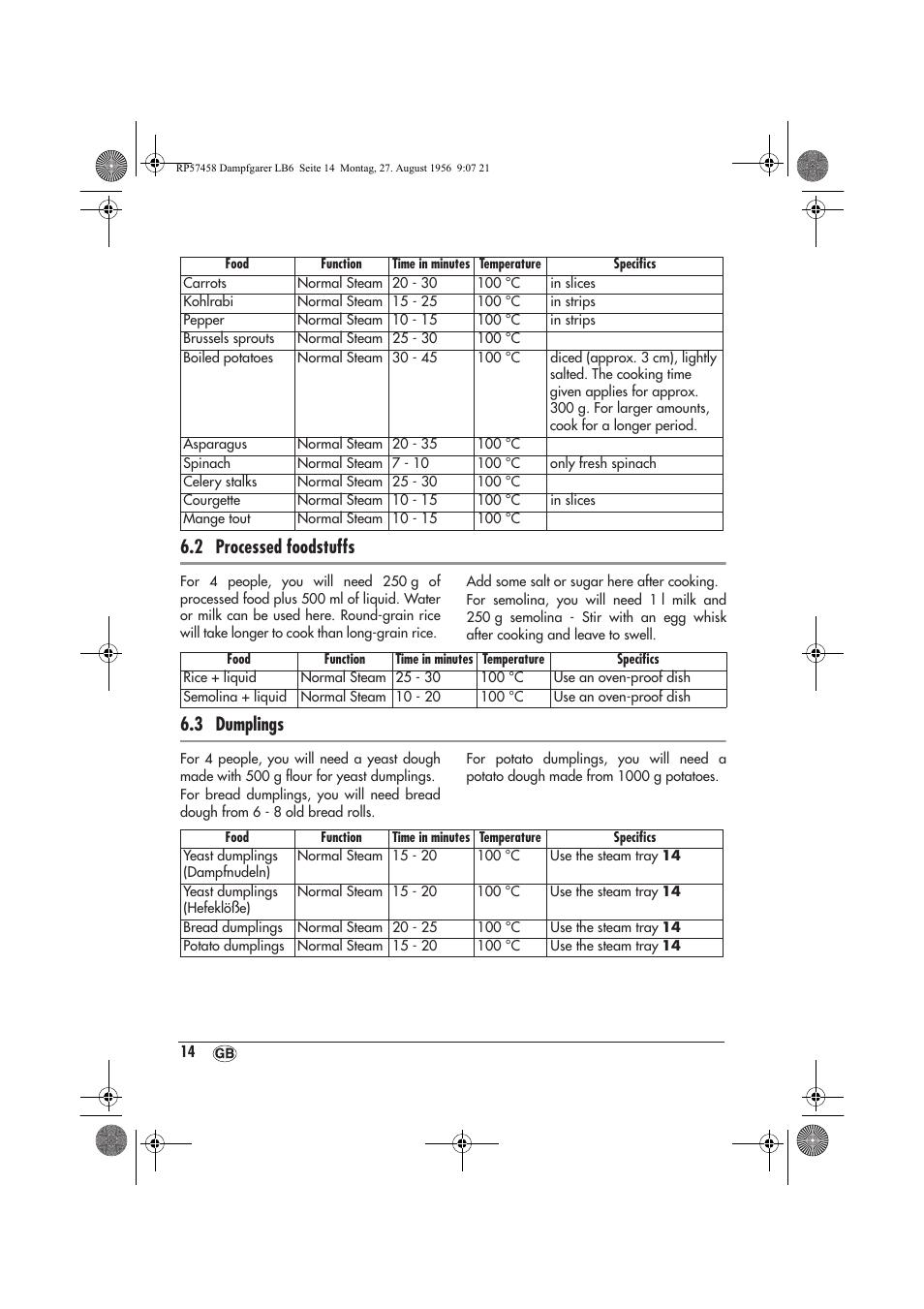 2 processed foodstuffs, 3 dumplings | Silvercrest SDBO 1850 A1 User Manual | Page 16 / 30