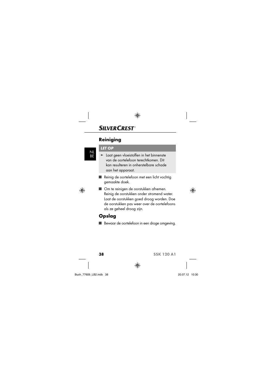 Reiniging, Opslag | Silvercrest SSK 120 A1 User Manual | Page 40 / 89