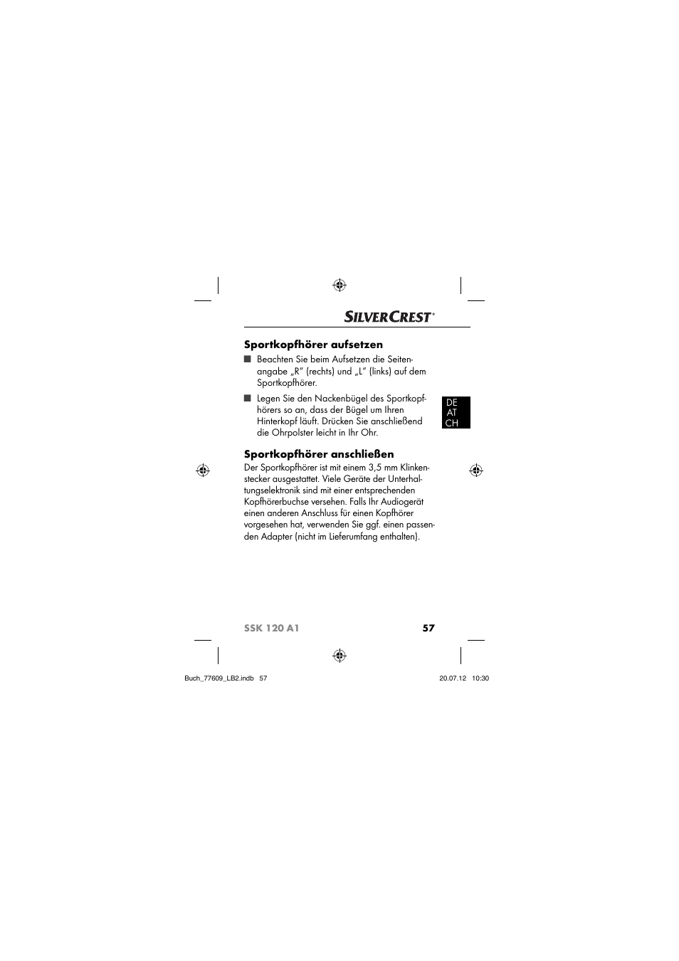 Sportkopfhörer aufsetzen, Sportkopfhörer anschließen | Silvercrest SSK 120 A1 User Manual | Page 59 / 89