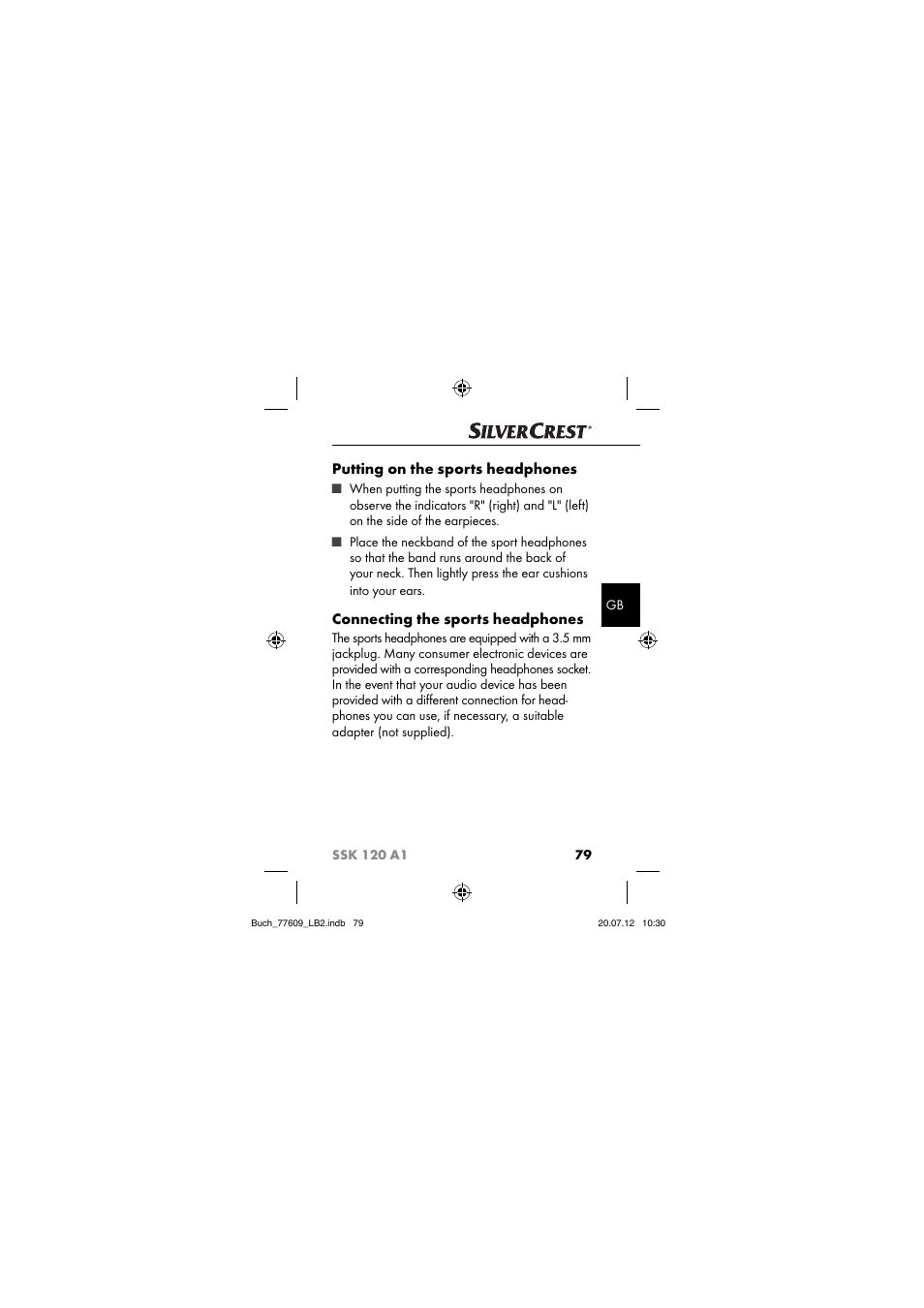 Putting on the sports headphones, Connecting the sports headphones | Silvercrest SSK 120 A1 User Manual | Page 81 / 89