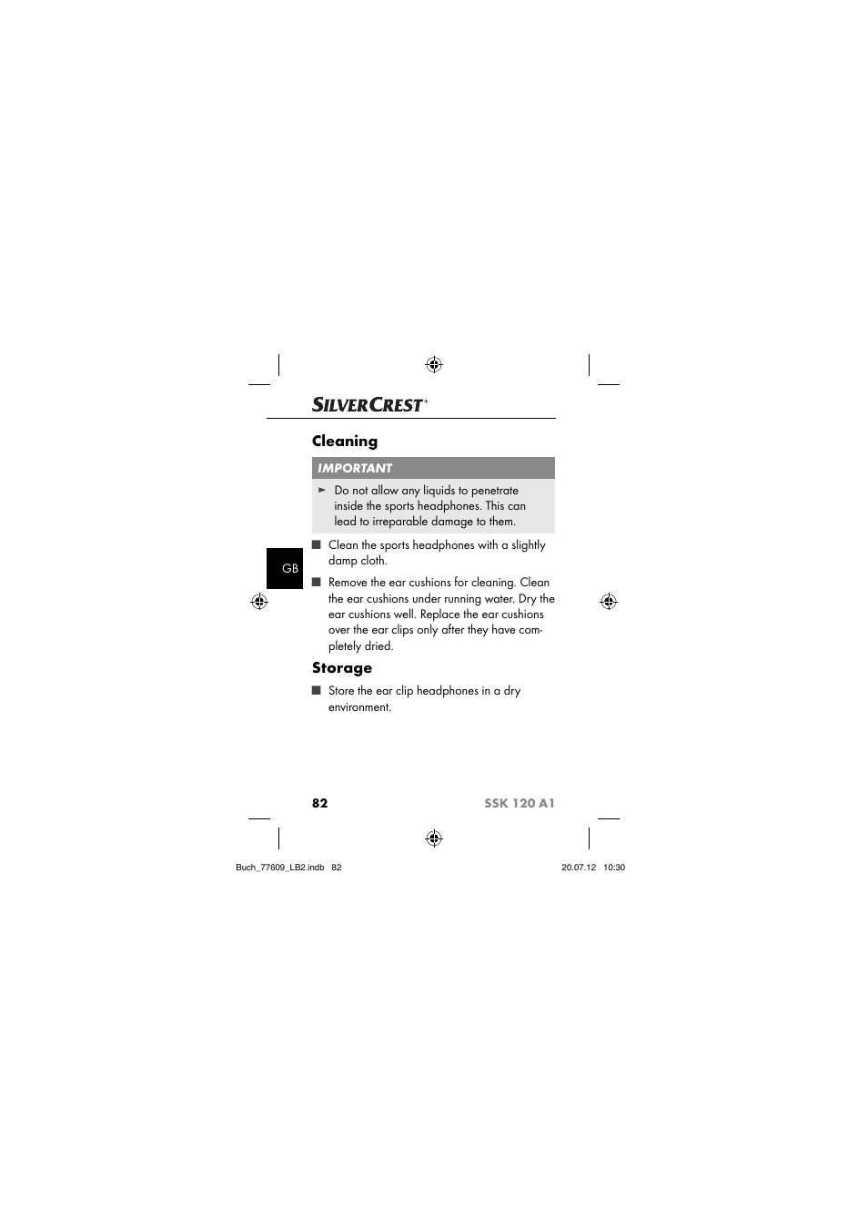 Cleaning, Storage | Silvercrest SSK 120 A1 User Manual | Page 84 / 89