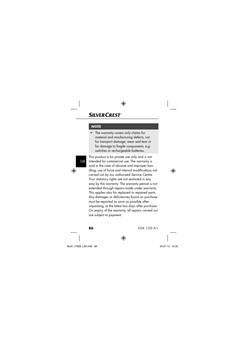 Silvercrest SSK 120 A1 User Manual | Page 88 / 89