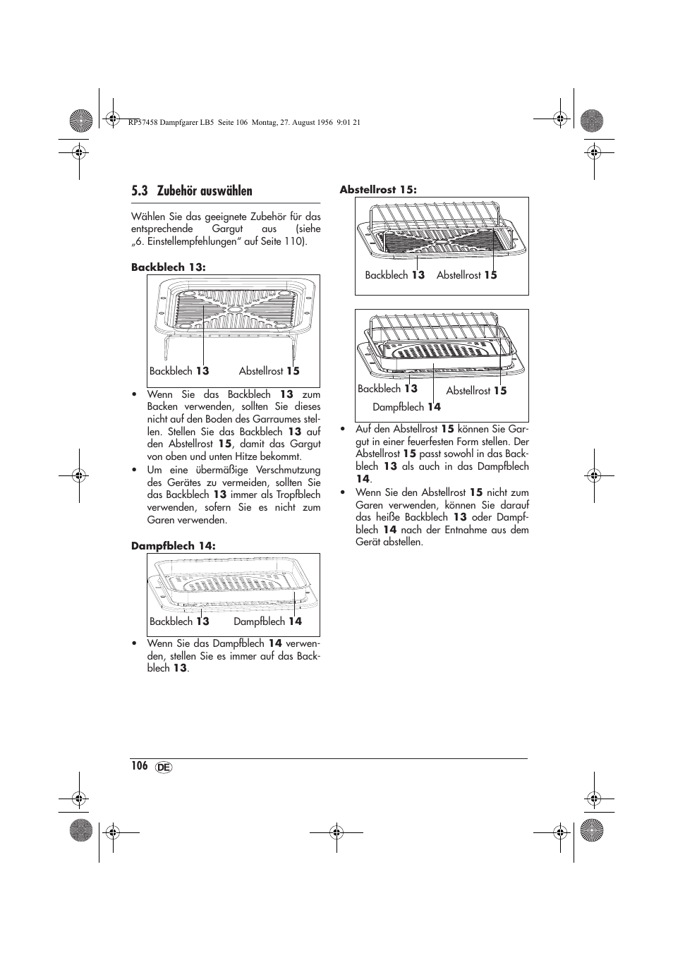 3 zubehör auswählen | Silvercrest SDBO 1850 A1 User Manual | Page 108 / 126