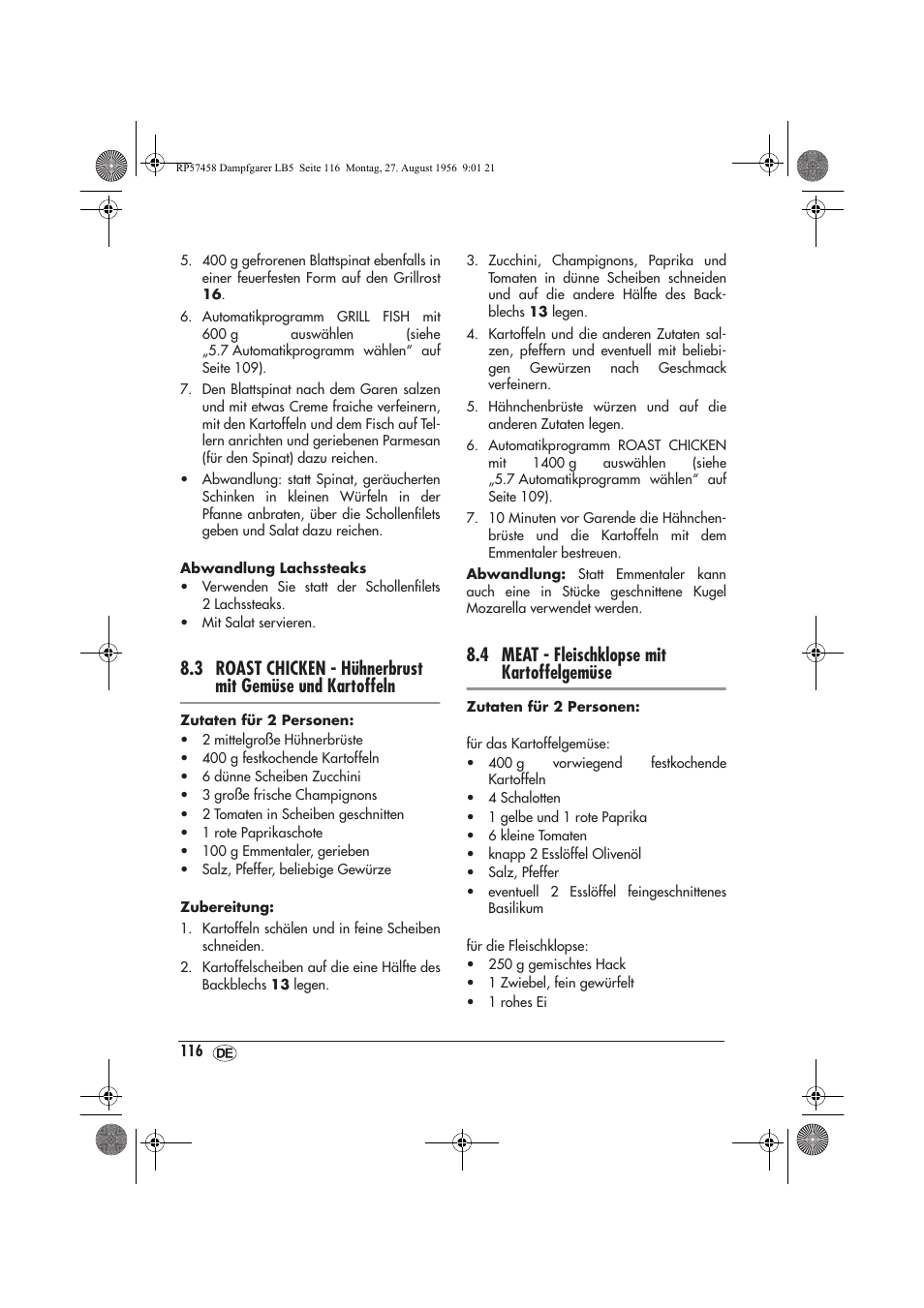 4 meat - fleischklopse mit kartoffelgemüse | Silvercrest SDBO 1850 A1 User Manual | Page 118 / 126