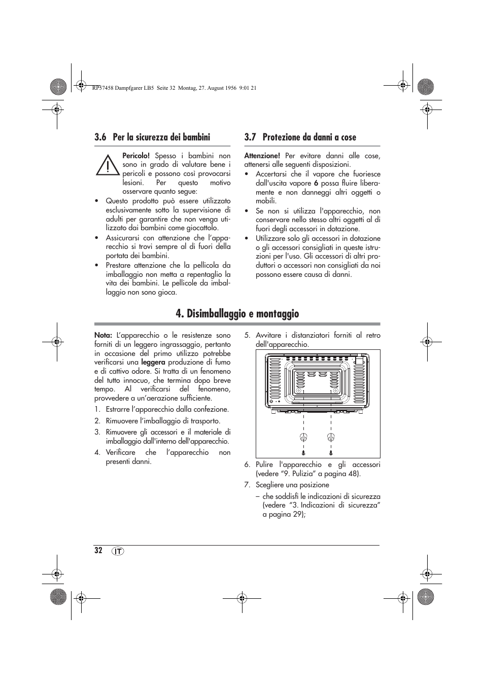 Disimballaggio e montaggio, 6 per la sicurezza dei bambini, 7 protezione da danni a cose | Silvercrest SDBO 1850 A1 User Manual | Page 34 / 126