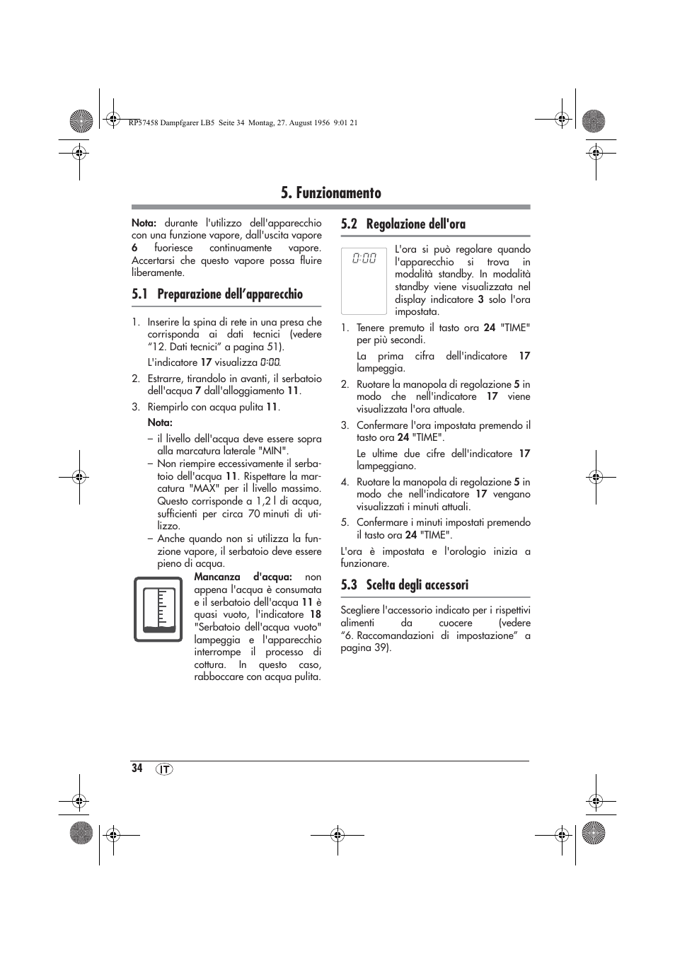 Funzionamento, 1 preparazione dell’apparecchio, 2 regolazione dell'ora | 3 scelta degli accessori | Silvercrest SDBO 1850 A1 User Manual | Page 36 / 126