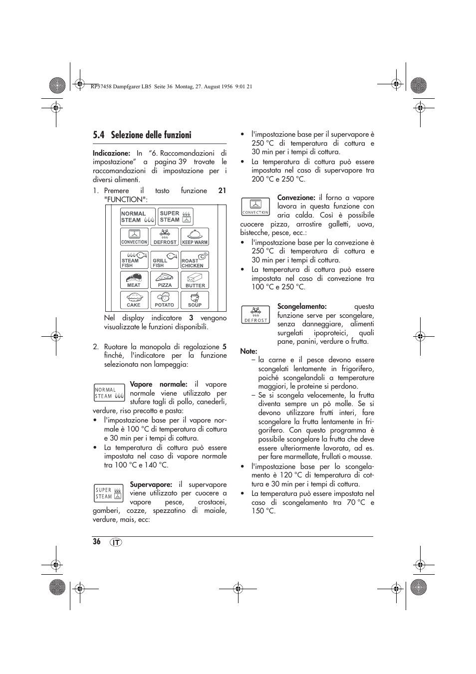 4 selezione delle funzioni | Silvercrest SDBO 1850 A1 User Manual | Page 38 / 126