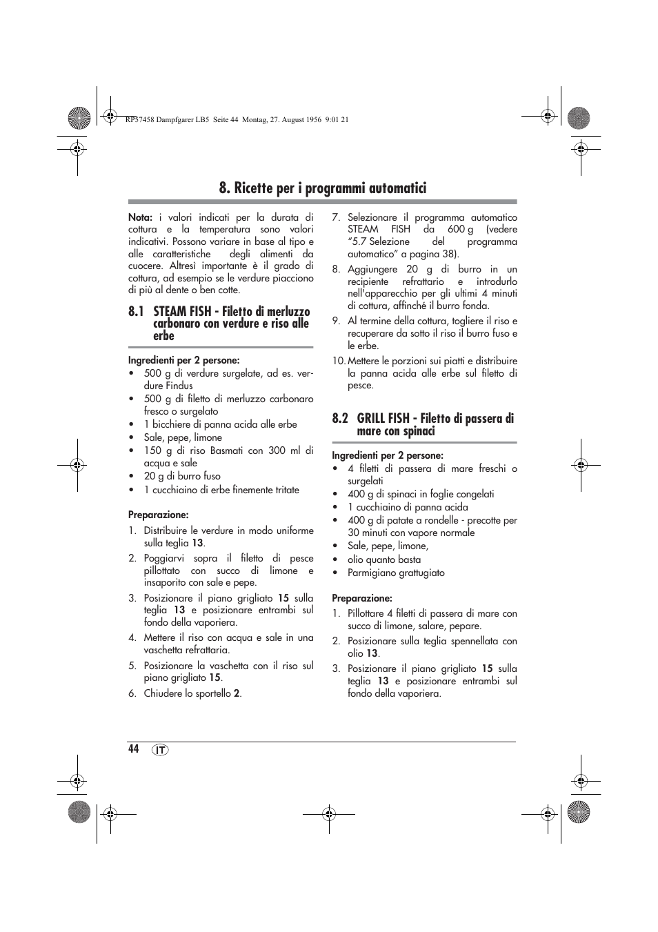 Ricette per i programmi automatici | Silvercrest SDBO 1850 A1 User Manual | Page 46 / 126