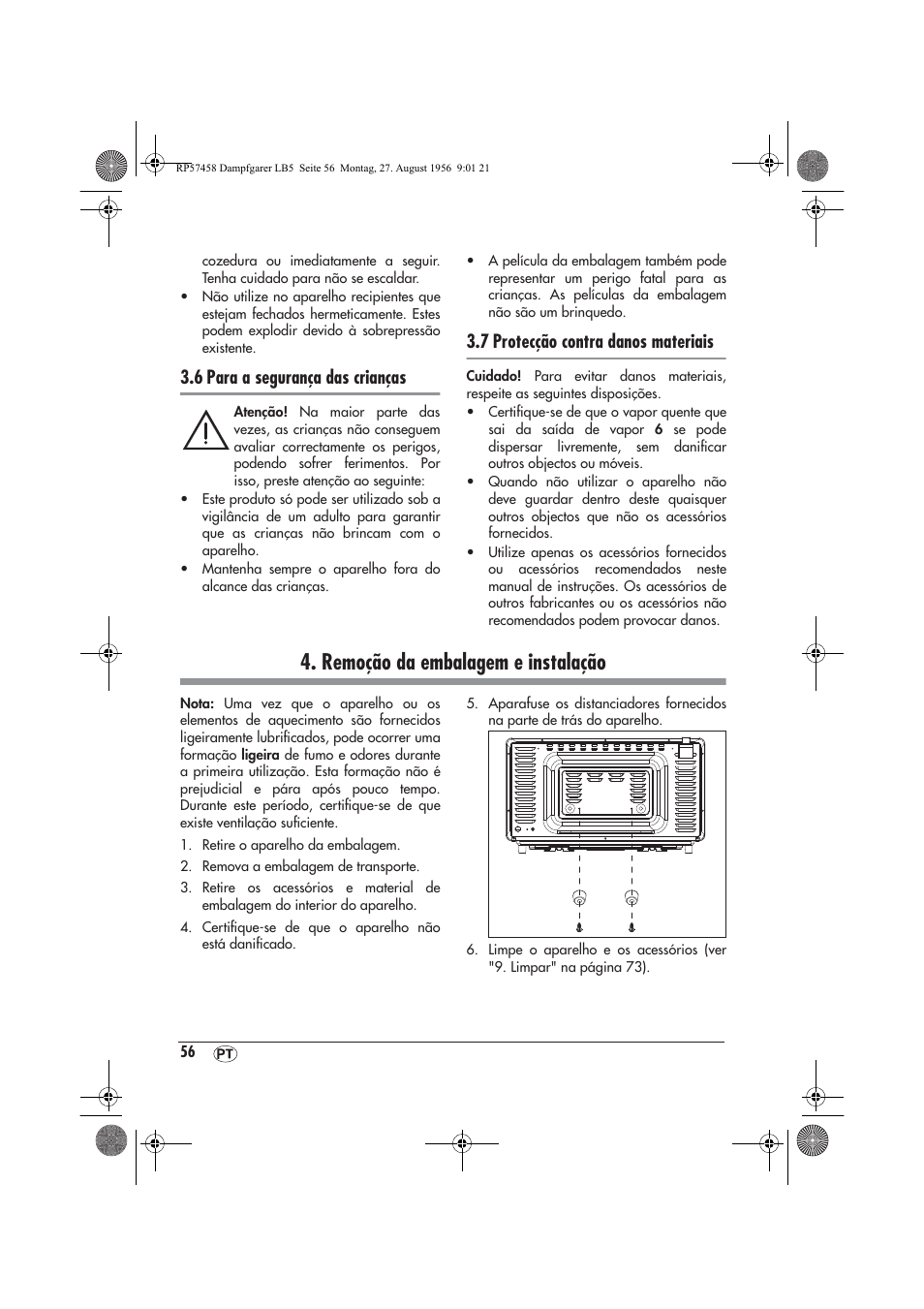 Remoção da embalagem e instalação, 6 para a segurança das crianças, 7 protecção contra danos materiais | Silvercrest SDBO 1850 A1 User Manual | Page 58 / 126