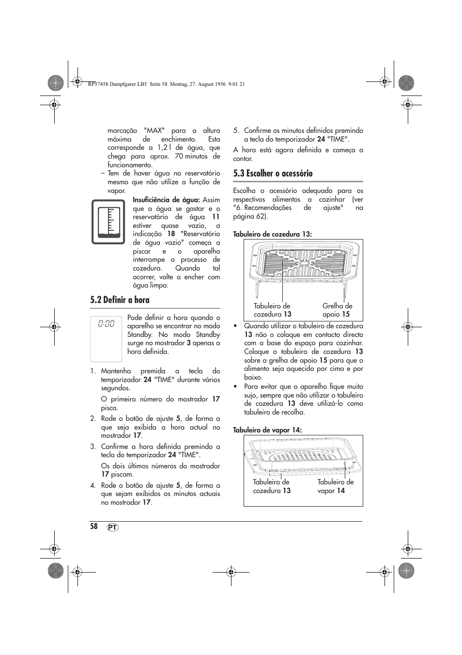 2 deﬁnir a hora, 3 escolher o acessório | Silvercrest SDBO 1850 A1 User Manual | Page 60 / 126