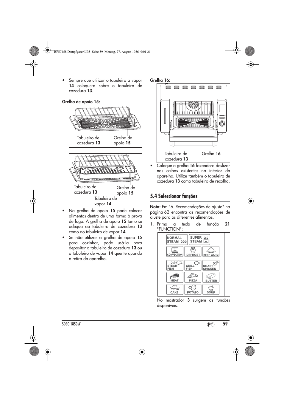 4 seleccionar funções | Silvercrest SDBO 1850 A1 User Manual | Page 61 / 126