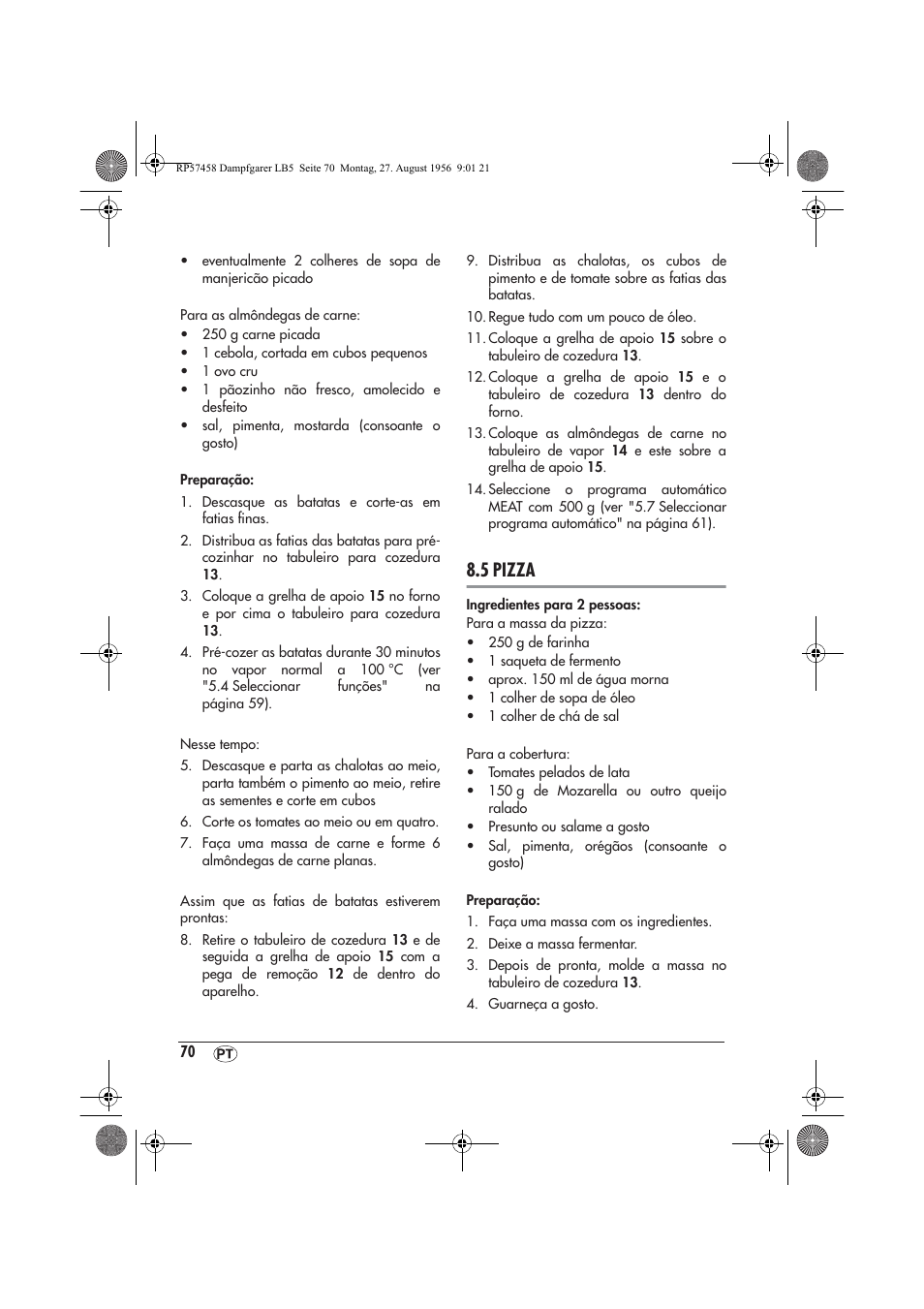 5 pizza | Silvercrest SDBO 1850 A1 User Manual | Page 72 / 126