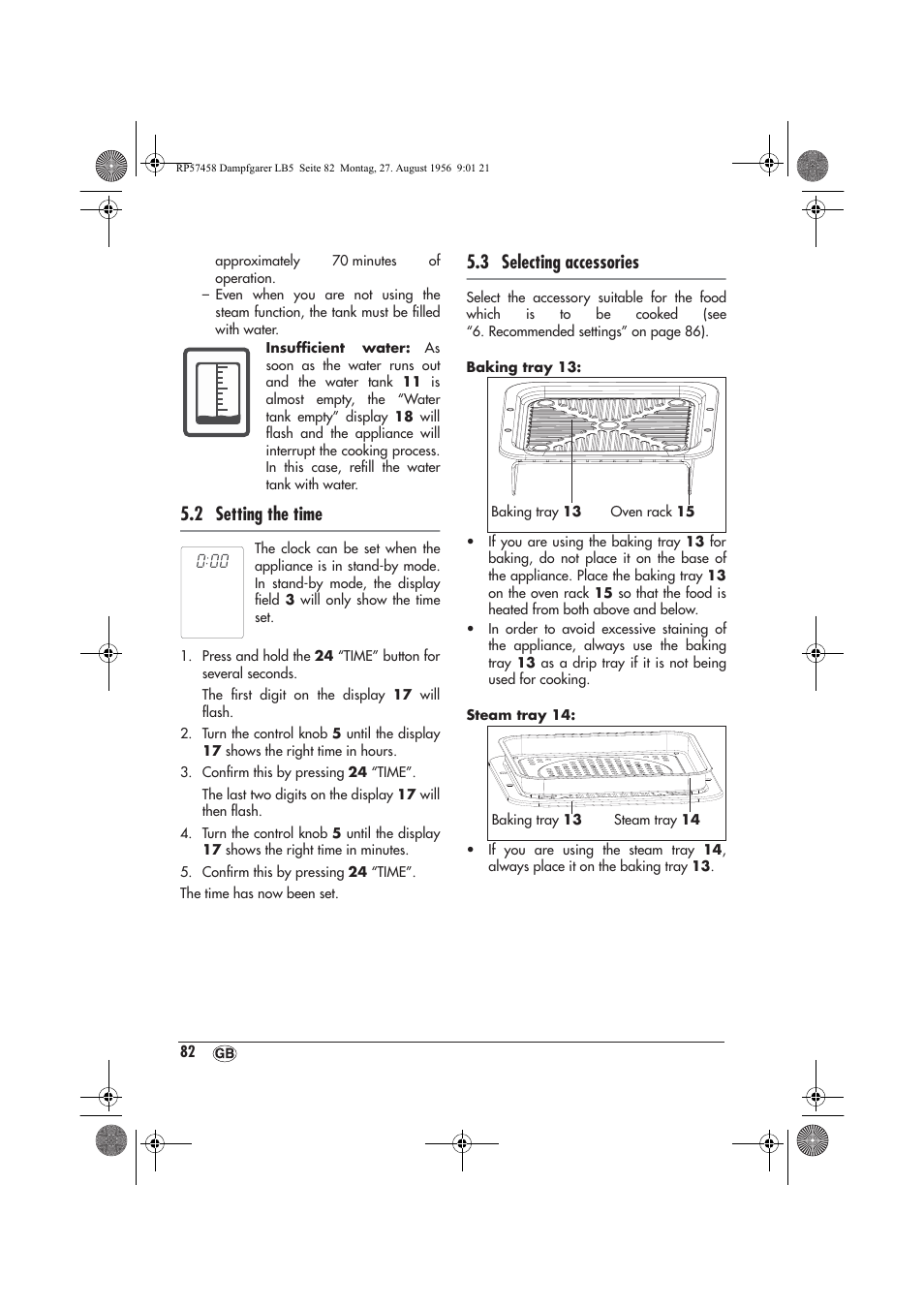 2 setting the time, 3 selecting accessories | Silvercrest SDBO 1850 A1 User Manual | Page 84 / 126