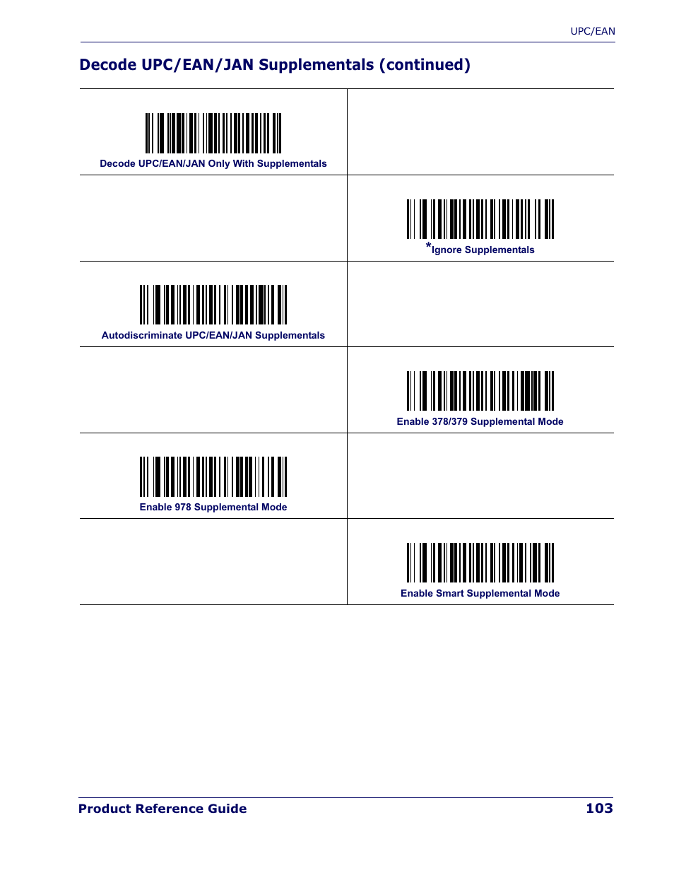 Decode upc/ean/jan supplementals (continued) | Datalogic Scanning QUICKSCAN QD 2300 User Manual | Page 109 / 192