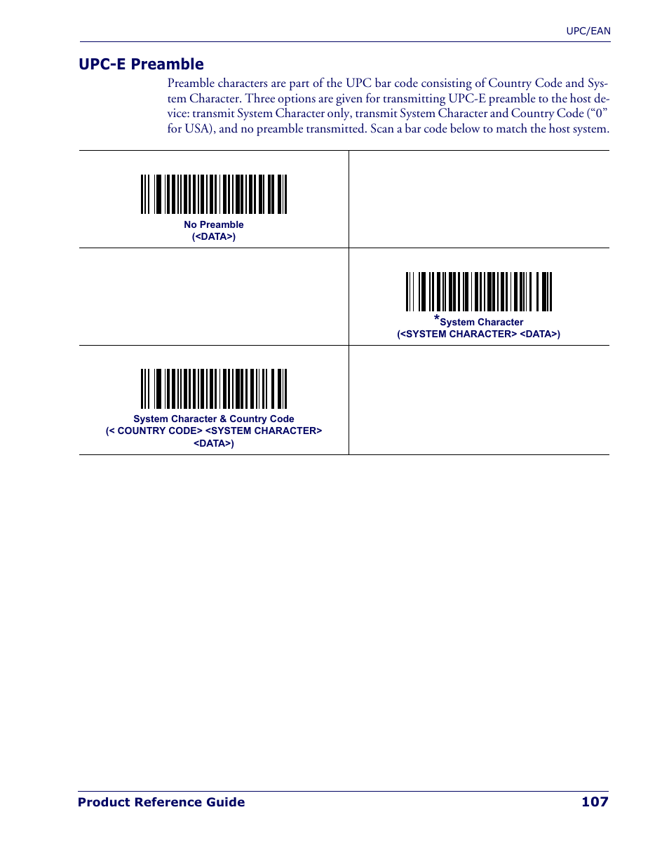 Upc-e preamble | Datalogic Scanning QUICKSCAN QD 2300 User Manual | Page 113 / 192