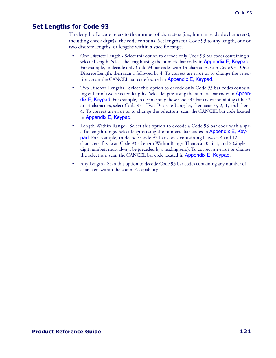 Set lengths for code 93 | Datalogic Scanning QUICKSCAN QD 2300 User Manual | Page 127 / 192