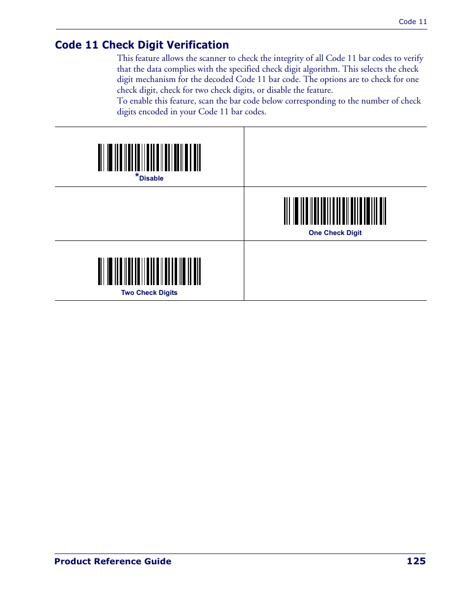 Code 11 check digit verification | Datalogic Scanning QUICKSCAN QD 2300 User Manual | Page 131 / 192