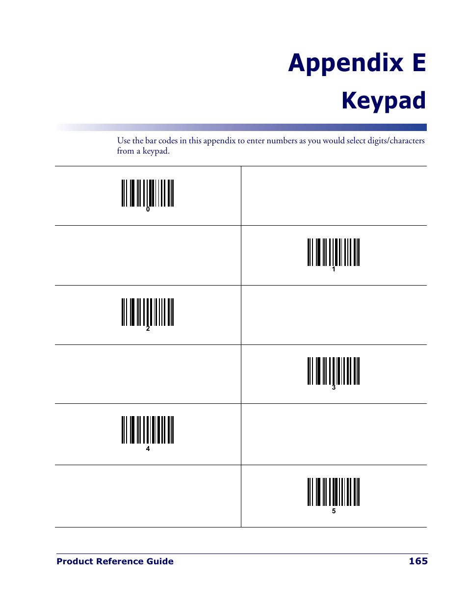 Appendix e, Keypad | Datalogic Scanning QUICKSCAN QD 2300 User Manual | Page 171 / 192