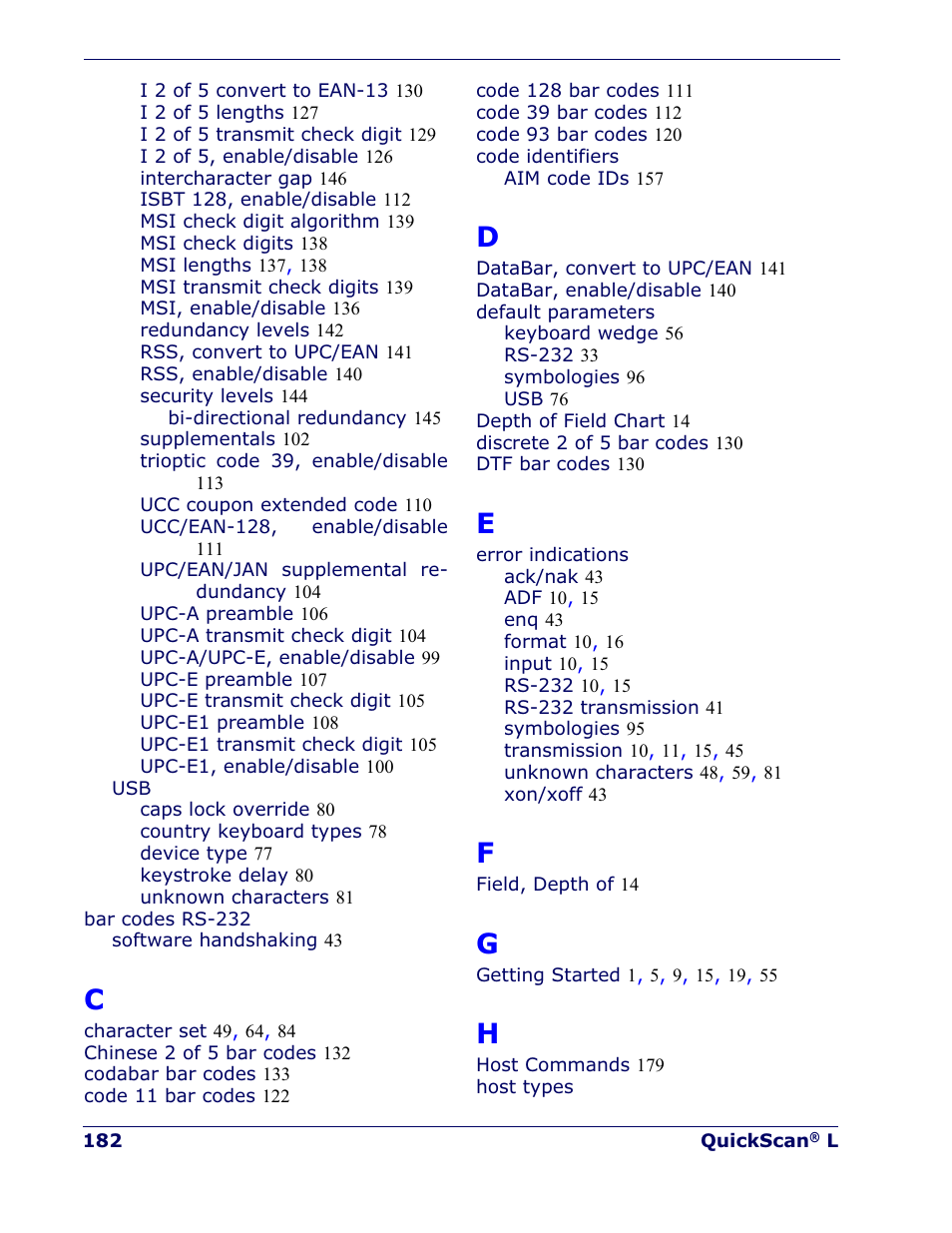 Datalogic Scanning QUICKSCAN QD 2300 User Manual | Page 188 / 192