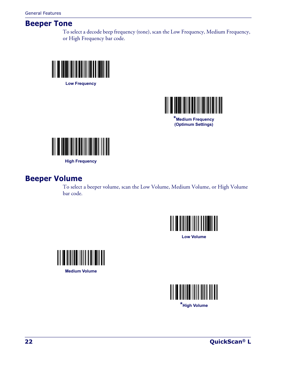 Beeper tone, Beeper volume | Datalogic Scanning QUICKSCAN QD 2300 User Manual | Page 28 / 192