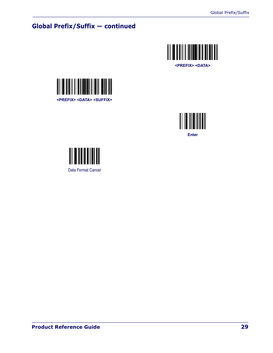 Global prefix/suffix — continued | Datalogic Scanning QUICKSCAN QD 2300 User Manual | Page 35 / 192