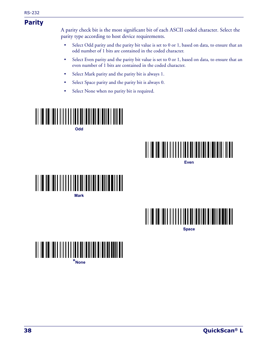 Parity | Datalogic Scanning QUICKSCAN QD 2300 User Manual | Page 44 / 192