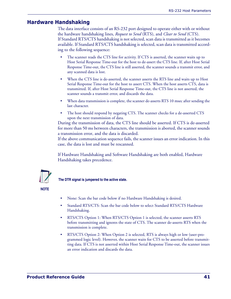 Hardware handshaking | Datalogic Scanning QUICKSCAN QD 2300 User Manual | Page 47 / 192